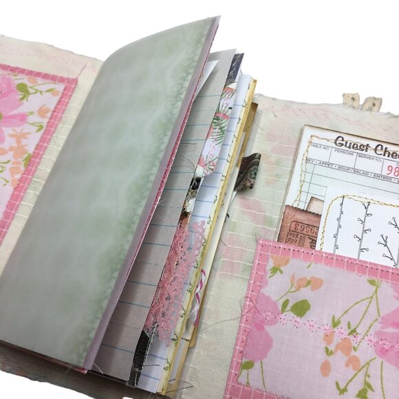 Writing Junk Journal Vintage Style Fabric Cover Diary Includes Ephemera No 21 u - Picture 6 of 10